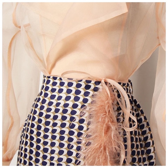 Feather Wrap Geometric Print Skirt - Picture 5 of 7